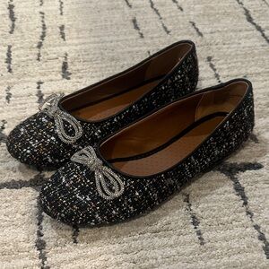 White Mountain Black Tweed Flats with Bow